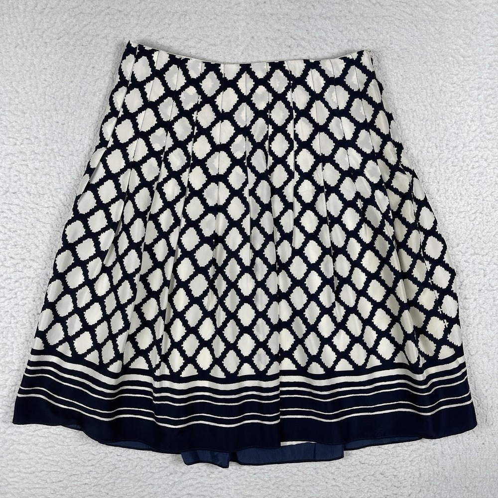 Liz Claiborne Skirt Womens 8 Blue White Midi Pleated Casual Workwear Vacation